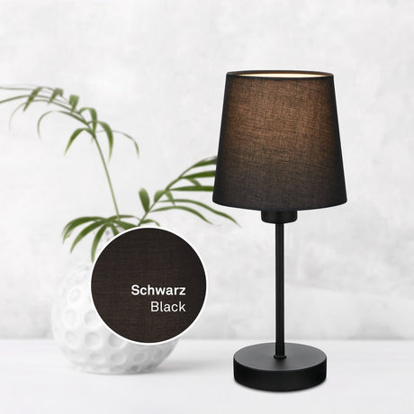 Briloner – lampa stołowa – lampka nocna z abażurem z tkaniny – zał. e14 - ø14cm - czarny