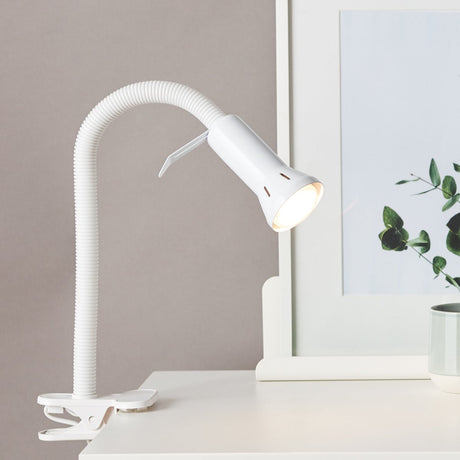 Brilliant - antony - lampa zaciskowa e14 - biała