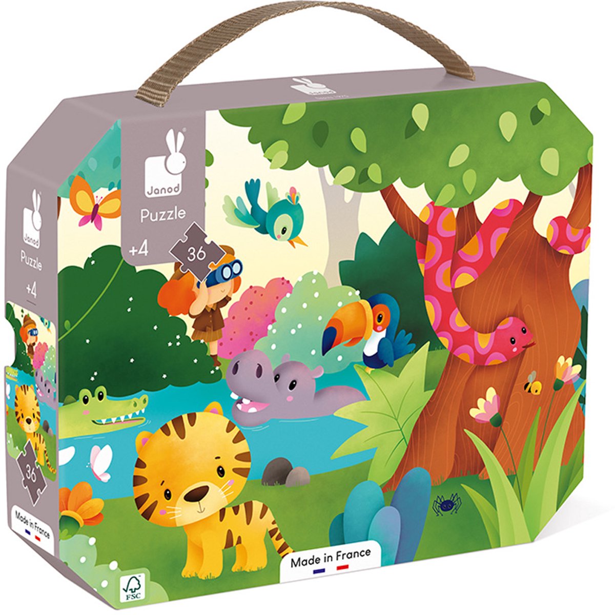 Janod - puzzle kartonowe - dzikie zwierzęta - 36 elementów