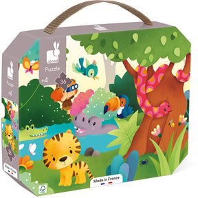 Janod - puzzle kartonowe - dzikie zwierzęta - 36 elementów