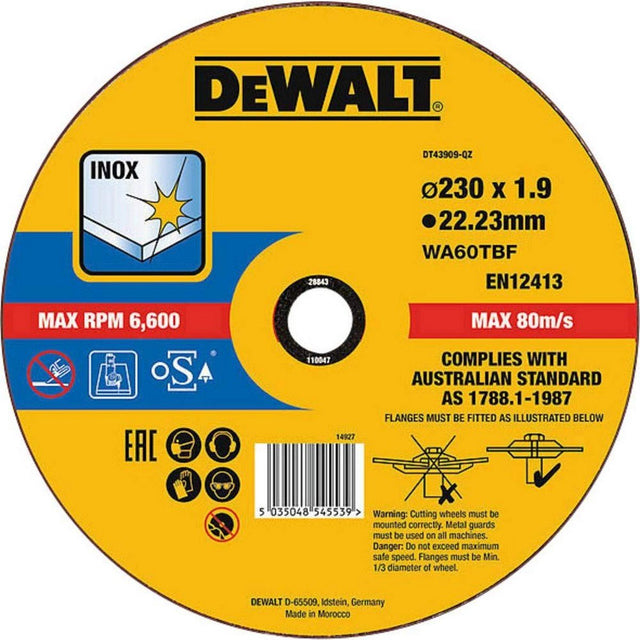 Tarcza tnąca Dewalt dt43909 ze stali nierdzewnej 230mm