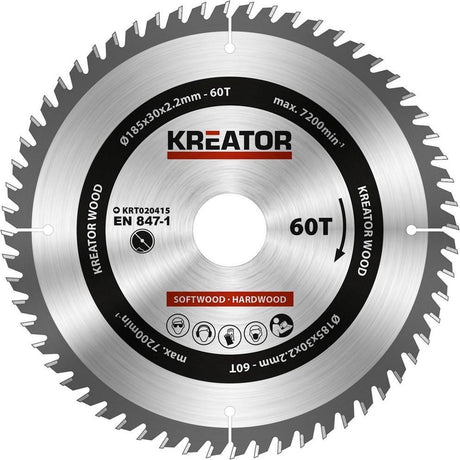 Piła tarczowa Kreator krt020415 - drewno - 185 mm - 60t