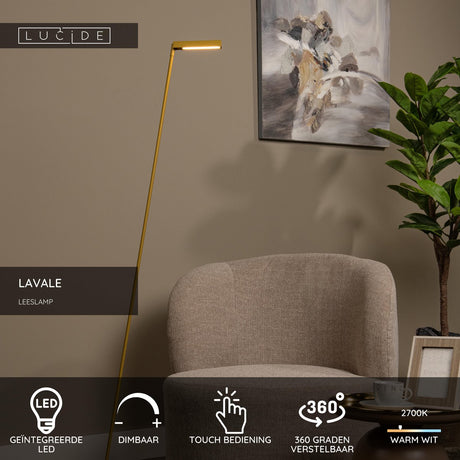 Lucide lavale - lampka do czytania - LED ściemnialna - 1x3w 2700k - ochra żółta