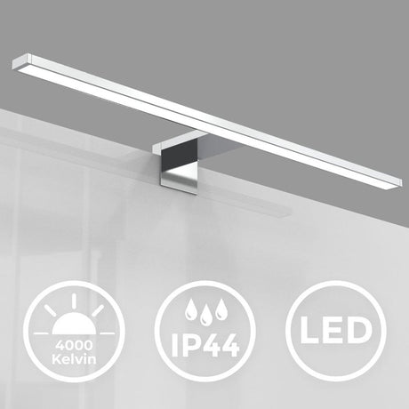 B.k.licht - lampa lustrzana led - kinkiet w kolorze chromu - oświetlenie łazienki - l: 60cm - ip44 - 4000k - 8w