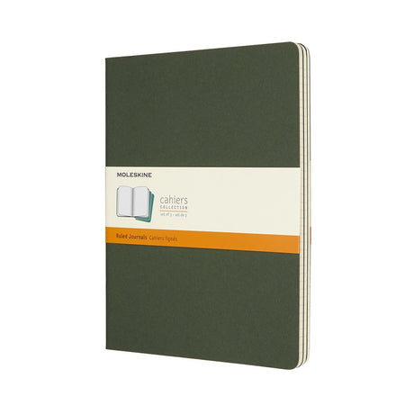 Dzienniki Moleskine Cahier – bardzo duże – w linie – zielone – zestaw 3 szt