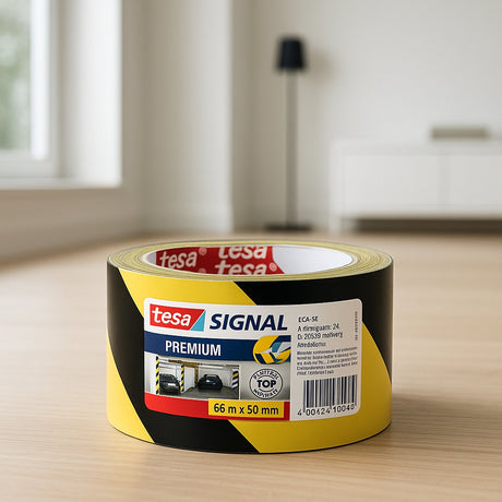 Tesa 1004951 - taśma ostrzegawcza czarno-żółta 66 m: 60 mm | 6 sztuk