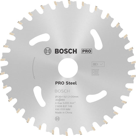 Akumulatorowa brzeszczot tarczowy Bosch pro steel 136 x 1,6 x 20 mm - 2608837746