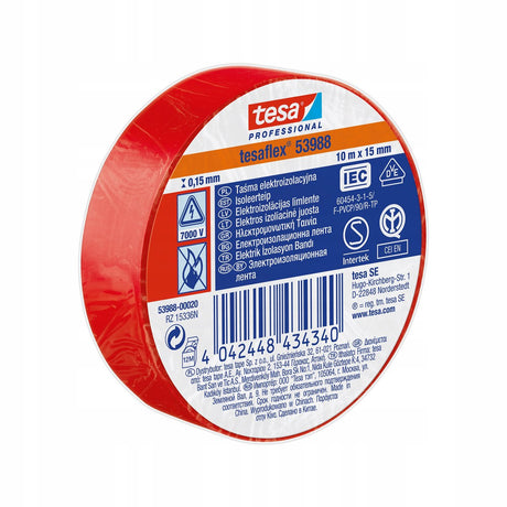 Taśma elektroizolacyjna Tesa flex 53988 czerwona 15 mm x 10 m