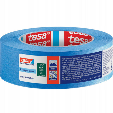 Taśma maskująca Tesa UV papierowa niebieska 38mm x 50m - do prac na zewnątrz