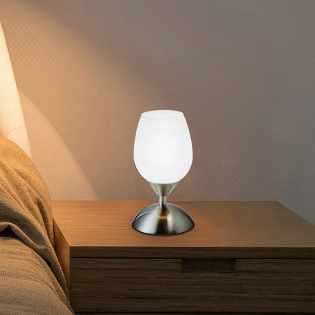 B.k.licht - lampa stołowa - ściemniana lampka nocna - lampa stołowa do salonu ze szkłem - oprawa E14 - h: 19,5cm
