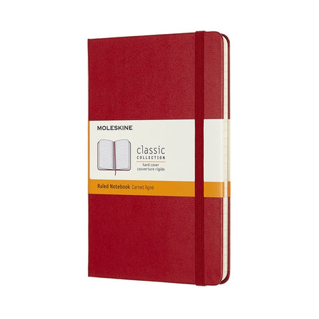 Klasyczny notatnik Moleskine - średni - twarda oprawa - w linie - czerwony