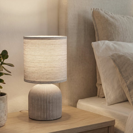 Briloner ino - lampa stołowa do sypialni - z abażurem z tkaniny, ceramiczna podstawa - lampka nocna - lampa stołowa - ø15cm x 28 cm - brązowy