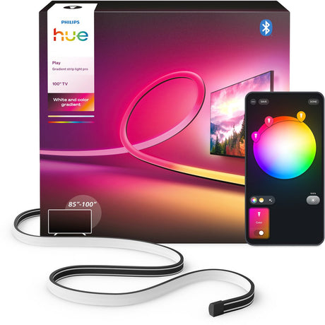 Philips hue play pro entertainment led-strip - 90 tot 100 inch tv - aanpasbaar wit en gekleurd licht - knipbaar - tv- sync - slimme verlichting