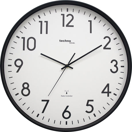 Technoline wt 8998 - zegar ścienny - analogowy - okrągły - rama z tworzywa sztucznego - wyświetlacz czasu sterowany radiowo - cyfry - czarny - biały - ∅ 50,5 cm