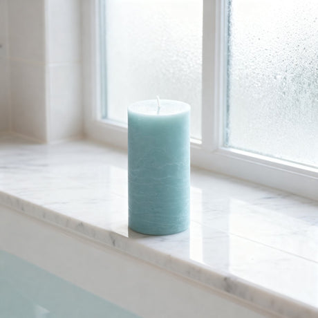 Arti casa rustieke kaars - bolkaars lichtgroen - ø7 x h16 cm - 500 gram - lange brandduur - ongeparfumeerd - trendy sfeerlicht voor woondecoratie - ideaal voor binnen en buiten gebruik