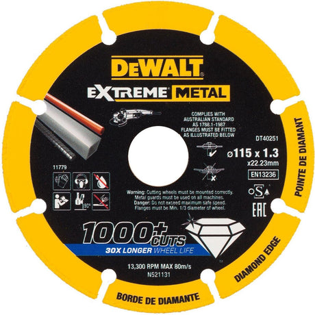 Diamentowa tarcza do cięcia metalu Dewalt dt40251 Extreme™ 115 mm