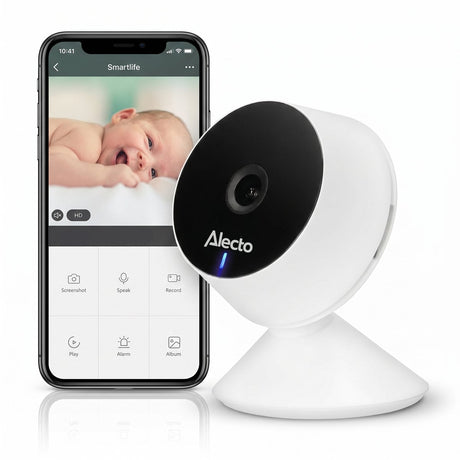 Elektroniczna niania Alecto WiFi z kamerą i aplikacją - full HD - powiadamianie o ruchu i dźwięku - smartbaby5 - biała