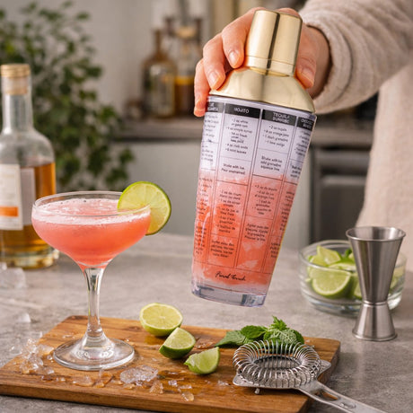 Szklany shaker do koktajli Alpina z pokrywką ze stali nierdzewnej 480ml
