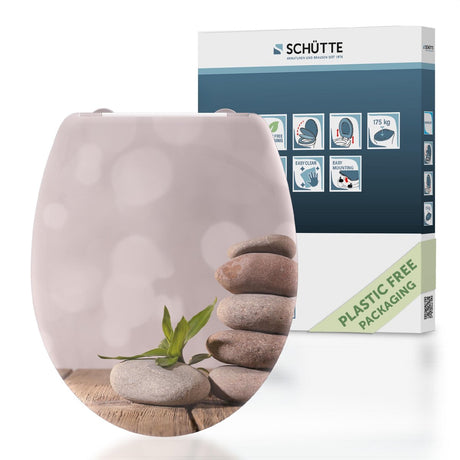 Deska sedesowa Schütte 82380 kamienna piramida - duroplast - cichy domyk - klik - zawiasy ze stali nierdzewnej - nośność do 175 kg - dekor - druk 3-stronny