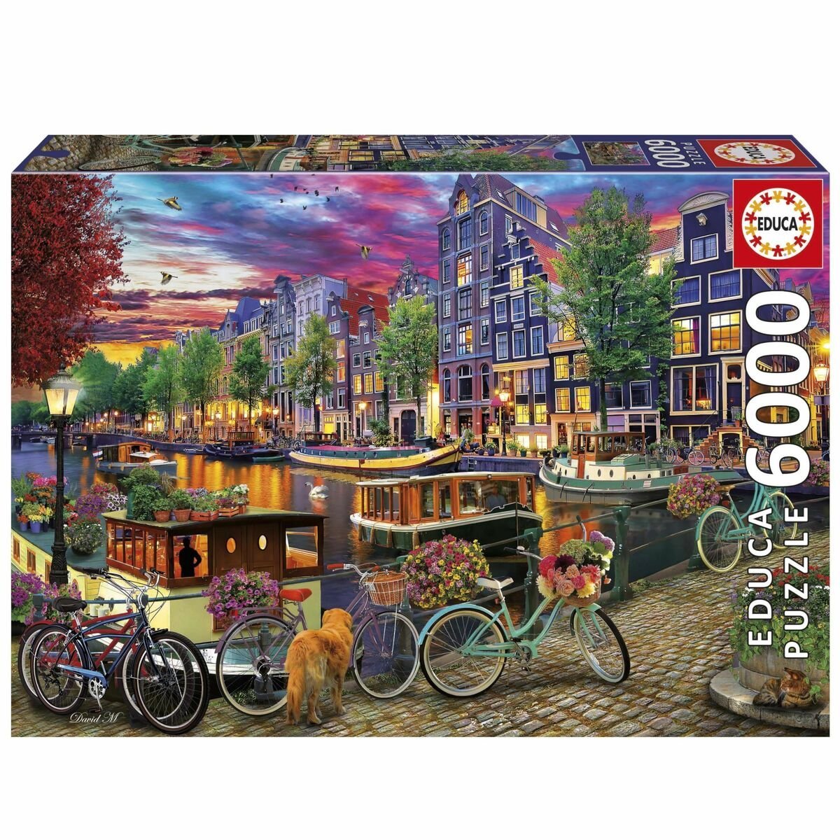 Educa - puzzle 6000 elementów - jazda na rowerze po Amsterdamie