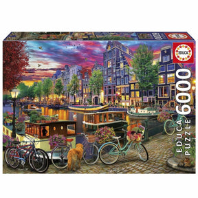 Educa - puzzle 6000 elementów - jazda na rowerze po Amsterdamie
