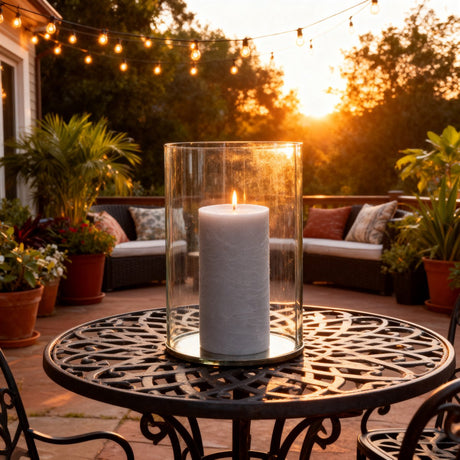 Arti casa rustic candle - ronde bolkaars gemaakt van wax - ongeparfumeerde kaars - lange brandtijd van 65 uur - afmeting ø7 x h16 cm - gewicht 500 gram - kleur grijs
