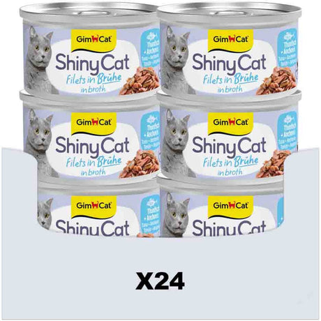 Gimcat 24 x 70 g - filety Shinycat w bulionie z tuńczyka + anchois