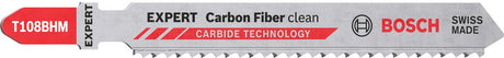 Bosch expert „carbon fibre clean” t 108 bhm - brzeszczoty do wyrzynarek - 3 sztuki - kompozyty z włókna węglowego - technologia węglika - 2608900565