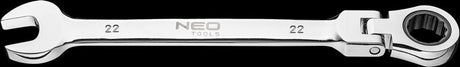 Neo tools steek ratelsleutel 22mm knik met knik nek crv staal tuv m+t