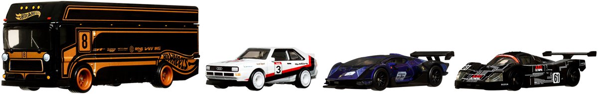 Mattel autoset hot wheels premium staal wit 4-delig