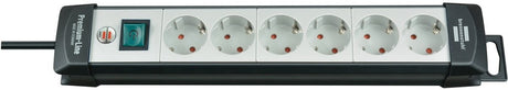 Listwa zasilająca Brennerstuhl premium-line 6-kierunkowa czarna jasnoszara 3m h05vv-f 3g1.5