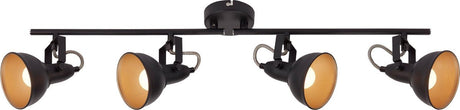 Briloner soft - reflektor sufitowy - reflektor natynkowy retro - czarno-złoty - oprawka 2x E14 - odchylany - metal - 79 cm