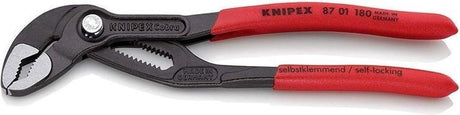 Zaawansowane technologicznie szczypce do pomp wodnych Knipex cobra® | Długość 180mm | antypoślizgowy | pokryty tworzywem sztucznym | szary fosforanowany - 87 01 180 sb