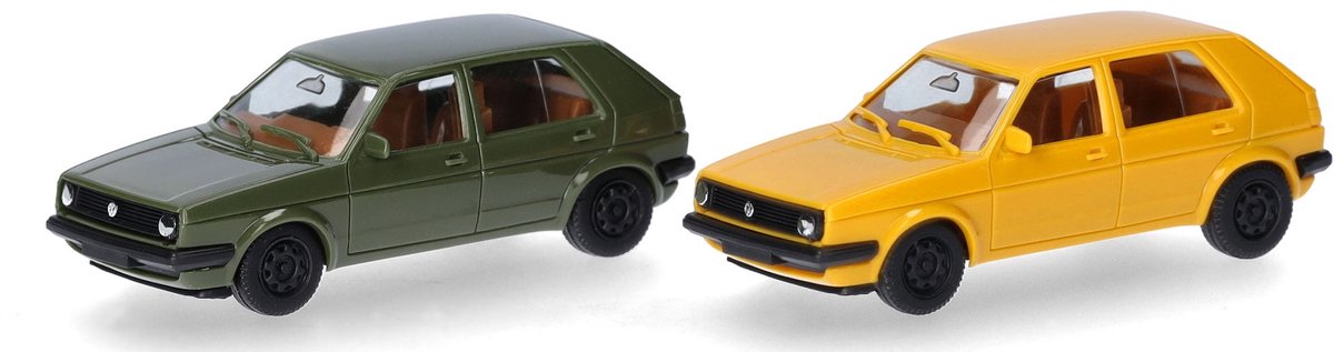 Herpa vw golf ii 4d., zielonożółty (mini zestaw 2 szt.)