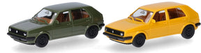 Herpa vw golf ii 4d., zielonożółty (mini zestaw 2 szt.)