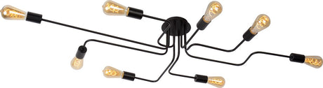 Lucide Lester - lampa sufitowa (lampa sufitowa) - 8xe27 - czarna