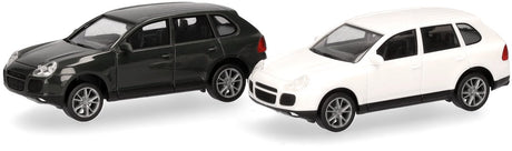 Herpa porsche cayenne turbo, zielono-biała (mini zestaw 2 szt.)