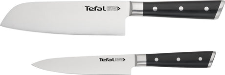 Zestaw noży Tefal Ice Force - 2-częściowy - nóż santoku 16,5 cm - mały nóż 13 cm - stal nierdzewna - trwały