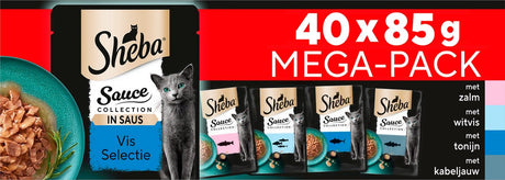 Kolekcja sosów dla kotów Sheba - karma mokra - wybór ryb w sosie - mega opakowanie 40x85g