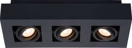 Lucide xirax - plafondspot (plafondlamp) - led dim to warm - gu10 (mr16) - 3x5w 2200k 3000k - zwart