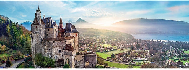 Puzzle Trefl - zamek panoramiczny Menthon France - 1000 elementów.
