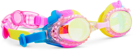 Dziecięce okulary pływackie Bling2o - tęcza - okulary do nurkowania - przeciwmgielne - ochrona UV - różowe
