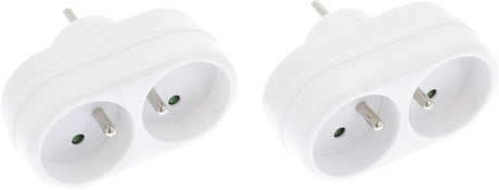 Wtyczka rozdzielcza Exin – domino – 2 x pin uziemienia – biała – 2 sztuki