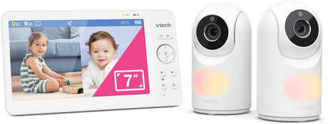 Elektroniczna niania Vtech VM7467-2HQ z kamerą - 7-calowy ekran - 2 kamery - obrót w pionie - noktowizor