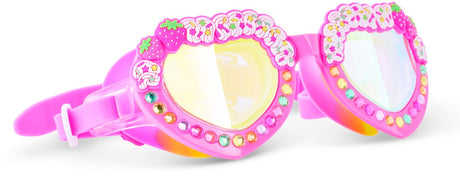 Dziecięce okulary pływackie Bling2o - truskawkowe ciastko - okulary do nurkowania - przeciwmgielne - ochrona UV - różowe