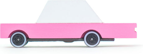 Candylab Toys Candycar World: różowy sedan (f236) 8,9x4,1x3cm, odlew drewniany, magnetyczny, w pudełku upominkowym, 3+