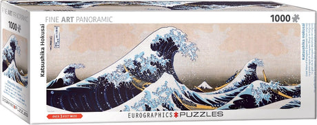 Eurographics - wielka fala z Kanagawy (rozszerzona w porównaniu do oryginału) [神奈川沖浪裏 kanagawa-oki nami ura] - katsushika hokusai - 1000 elementów 96×32cm (szer.×wys.) - puzzle artystyczne z panoramą