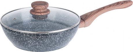 Kinghoff 1583 - patelnia wok z pokrywką - drewno granitowe - 24 cm
