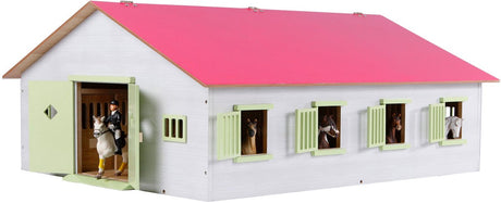 Stajnia dla dzieci Globe Horse, różowa, z 7 pudełkami, 1:24