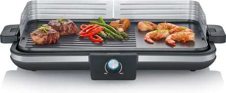 Severin pg 8564, plancha - grill stołowy - powierzchnia gładka i żebrowana - wewnątrz i na zewnątrz - 230 °c